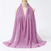Solid Color Chiffon Hijab Long Wrap Scarf for Muslim Women Ladies Jersey Veil Headscarves - DancerInn