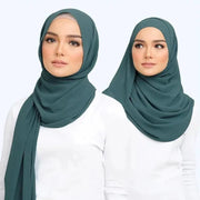 Solid Color Chiffon Hijab Long Wrap Scarf for Muslim Women Ladies Jersey Veil Headscarves - DancerInn