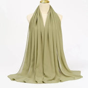 Solid Color Chiffon Hijab Long Wrap Scarf for Muslim Women Ladies Jersey Veil Headscarves - DancerInn