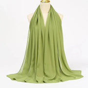 Solid Color Chiffon Hijab Long Wrap Scarf for Muslim Women Ladies Jersey Veil Headscarves - DancerInn