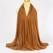 Solid Color Chiffon Hijab Long Wrap Scarf for Muslim Women Ladies Jersey Veil Headscarves - DancerInn