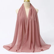 Solid Color Chiffon Hijab Long Wrap Scarf for Muslim Women Ladies Jersey Veil Headscarves - DancerInn