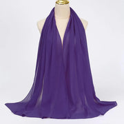 Solid Color Chiffon Hijab Long Wrap Scarf for Muslim Women Ladies Jersey Veil Headscarves - DancerInn