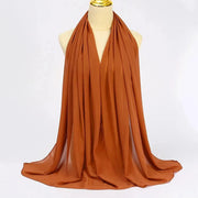 Solid Color Chiffon Hijab Long Wrap Scarf for Muslim Women Ladies Jersey Veil Headscarves - DancerInn