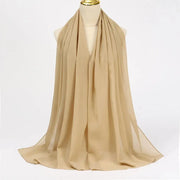 Solid Color Chiffon Hijab Long Wrap Scarf for Muslim Women Ladies Jersey Veil Headscarves - DancerInn