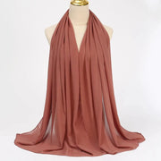 Solid Color Chiffon Hijab Long Wrap Scarf for Muslim Women Ladies Jersey Veil Headscarves - DancerInn