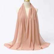 Solid Color Chiffon Hijab Long Wrap Scarf for Muslim Women Ladies Jersey Veil Headscarves - DancerInn