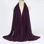 Solid Color Chiffon Hijab Long Wrap Scarf for Muslim Women Ladies Jersey Veil Headscarves - DancerInn