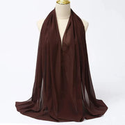 Solid Color Chiffon Hijab Long Wrap Scarf for Muslim Women Ladies Jersey Veil Headscarves - DancerInn