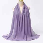 Solid Color Chiffon Hijab Long Wrap Scarf for Muslim Women Ladies Jersey Veil Headscarves - DancerInn