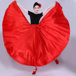 Spanish Skirt - Satin Long Dance Flamenco Skirts with Elastic Waist Big Swing Hem for Belly Dancing - DancerInn   - 34689840283831 - 34689840283831