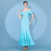 Short Flying Sleeve Modern Ballroom Dance Dresses for Women YL9088 - DancerInn