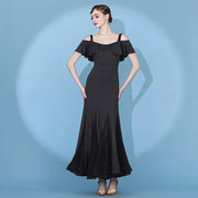 Short Flying Sleeve Modern Ballroom Dance Dresses for Women YL9088 - DancerInn