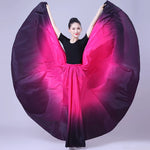 Flamenco Practice Skirt – Gradient Polyester Spanish Dance Skirts Big Hem Long Skirt for Dancing - DancerInn 33.00 Rose-Black / L / 720° - 34738319720631 - 34738319720631