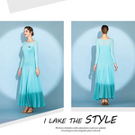 Mesh-Ballkleid mit langen Ärmeln für Gesellschaftstanz und Partyveranstaltungen - 37566088642743 - 37566088642743