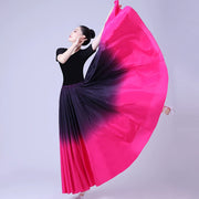 Flamenco Practice Skirt – Gradient Polyester Spanish Dance Skirts Big Hem Long Skirt for Dancing - DancerInn 33.00 Black-Rose / L / 720°
