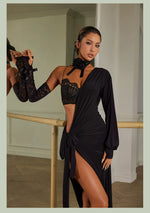 Black Sports Bra – Lace Spaghetti Strap Dance Bra Top with pads for Latin Samba Salsa Rumba - DancerInn Dance Bra Tops & Crop Top   - 34997377302711 - 34997377302711