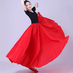Flamenco Practice Skirt – Gradient Polyester Spanish Dance Skirts Big Hem Long Skirt for Dancing - DancerInn 33.00 Red / L / 720° - 34738319950007 - 34738319950007