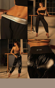 Black Pants Dance – High Waisted Tapered Pants with Stretch Waistband And Pockets for Latin Salsa Women