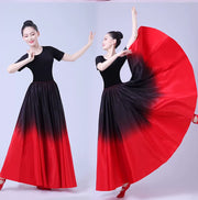 Flamenco Practice Skirt – Gradient Polyester Spanish Dance Skirts Big Hem Long Skirt for Dancing - DancerInn  