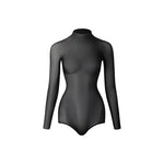 Dance Leotards For Adults - Semi Sheer High Neck Mesh Bodysuit Dancing Top for Latin Salsa - DancerInn   - 34612418937015 - 34612418937015