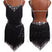 Schwarz / XXXS - Fransenkleid mit Strasssteinen - Trägertop mit offenem Rücken, Latein-Tanzkleid zu verkaufen, Salsa Bachata