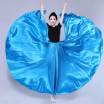 Spanish Skirt - Satin Long Dance Flamenco Skirts with Elastic Waist Big Swing Hem for Belly Dancing - DancerInn light blue / XL / 720° 38.52 - 34689841332407 - 34689841332407