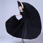 Flamenco Practice Skirt – Gradient Polyester Spanish Dance Skirts Big Hem Long Skirt for Dancing - DancerInn 33.00 Black / L / 720°