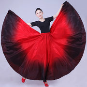 Flamenco Practice Skirt – Gradient Polyester Spanish Dance Skirts Big Hem Long Skirt for Dancing - DancerInn 33.00 Red-Black / L / 720°