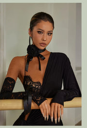 Black Sports Bra – Lace Spaghetti Strap Dance Bra Top with pads for Latin Samba Salsa Rumba - DancerInn Dance Bra Tops & Crop Top  