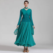 Prom Dresses Long Sleeve Chiffon Long Dress with Sleeves Green 01