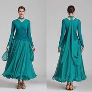 Prom Dresses Long Sleeve Chiffon Long Dress with Sleeves Green 02