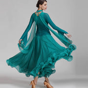 Prom Dresses Long Sleeve Chiffon Long Dress with Sleeves Green 03