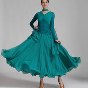 Prom Dresses Long Sleeve Chiffon Long Dress with Sleeves Green 04