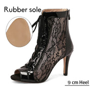 sexy peep toe jazz heels summer mesh salsa dance boots