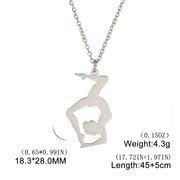 Gymnastic Jewelry & Ballet Jewelry for Ballerina Dancer Gymnast Gold Necklace Rhythmic Stainless Steel  Sport Jewelry - DancerInn C-steel