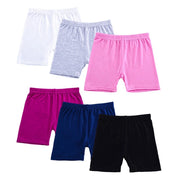 Girls Dance Underwear - 6pcs Solid Color Elastic Waist Toddler Kds Bike Shorts Leggings for 2-10 Years - DancerInn Color6-6pcs / L