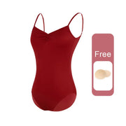Dance Camisole - Sleeveless Bodysuit Dance Costumes with Adjustable Straps & Ruched Front for Gymnastics - DancerInn Burgundy / xxl 23.57