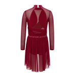 ballet dance dress with mesh sleeves - 36757854978231 - 36757854978231