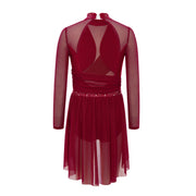 ballet dance dress with mesh sleeves
