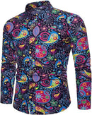 Camisas de cachemira para hombre: camisas hawaianas vintage florales de manga larga para hombre, estilo retro disco de los años 70, con botones, estilo hippie, étnico e informal. - YCZHJ20241928Y / S