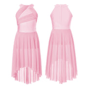 high low mesh latino dance dresses
