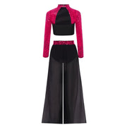 black dance pants girls wide leg