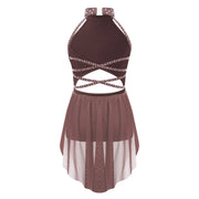 Ballet Dress Girl - Sleeveless Rhinestones Ballet Leotards for Girls Gymnastics, Ice Skating,  Lyrical, Latin & Contemporary Dance - DancerInn Kids Ballet Dresses