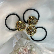 Gold Metal Ponytail Holder & Hair Tie - 4pcs Half-Bend Hair Elastic Rubber Band with Minimal Design DancerInn