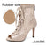 Beige Gummisohle - 9 mm Absatz / US 4,5/EU 34 - Tanzschuhe für Damen – Latino-Milchschuhe mit Spitzenstickerei für Latin Jazz, Salsa und Bachata
