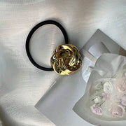 Gold Metal Ponytail Holder & Hair Tie - 4pcs Half-Bend Hair Elastic Rubber Band with Minimal Design DancerInn