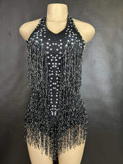 fitted rhinestone body suit for stage