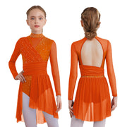 girls competition dance dress mesh