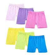 Girls Dance Underwear - 6pcs Solid Color Elastic Waist Toddler Kds Bike Shorts Leggings for 2-10 Years - DancerInn Color8-6pcs / L
